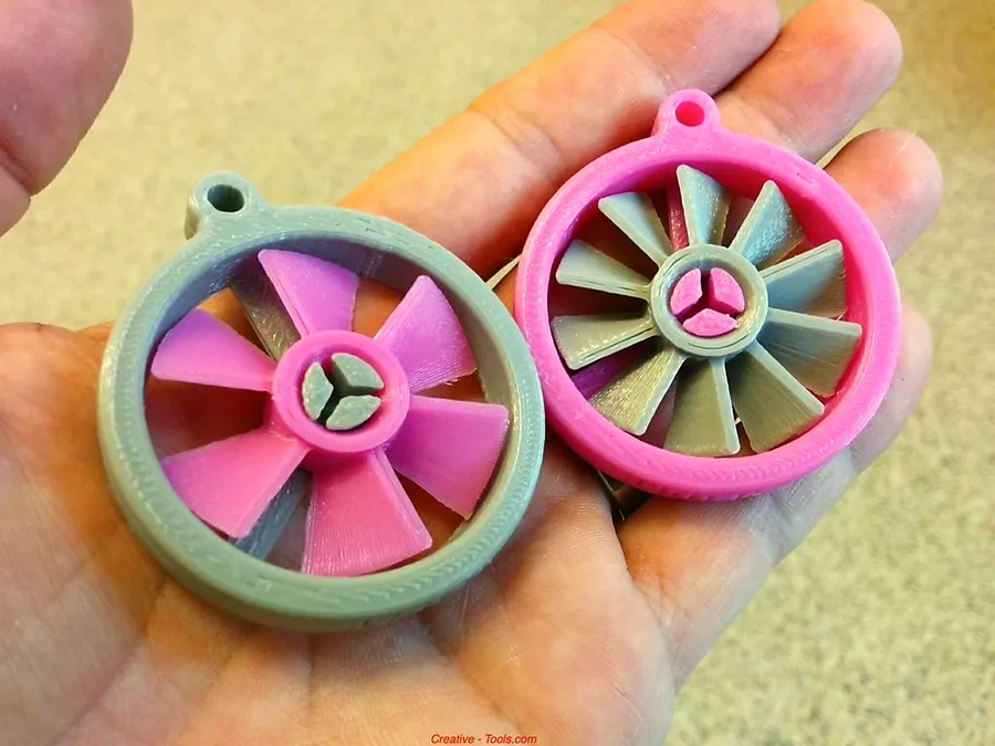 Colorful 3D printed propeller keychains